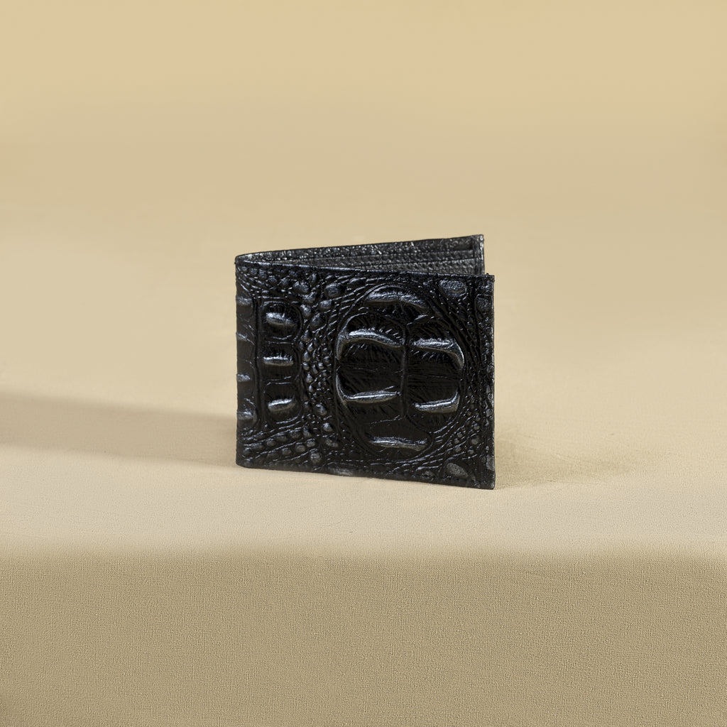 Black Metallic Croco Classic Wallet