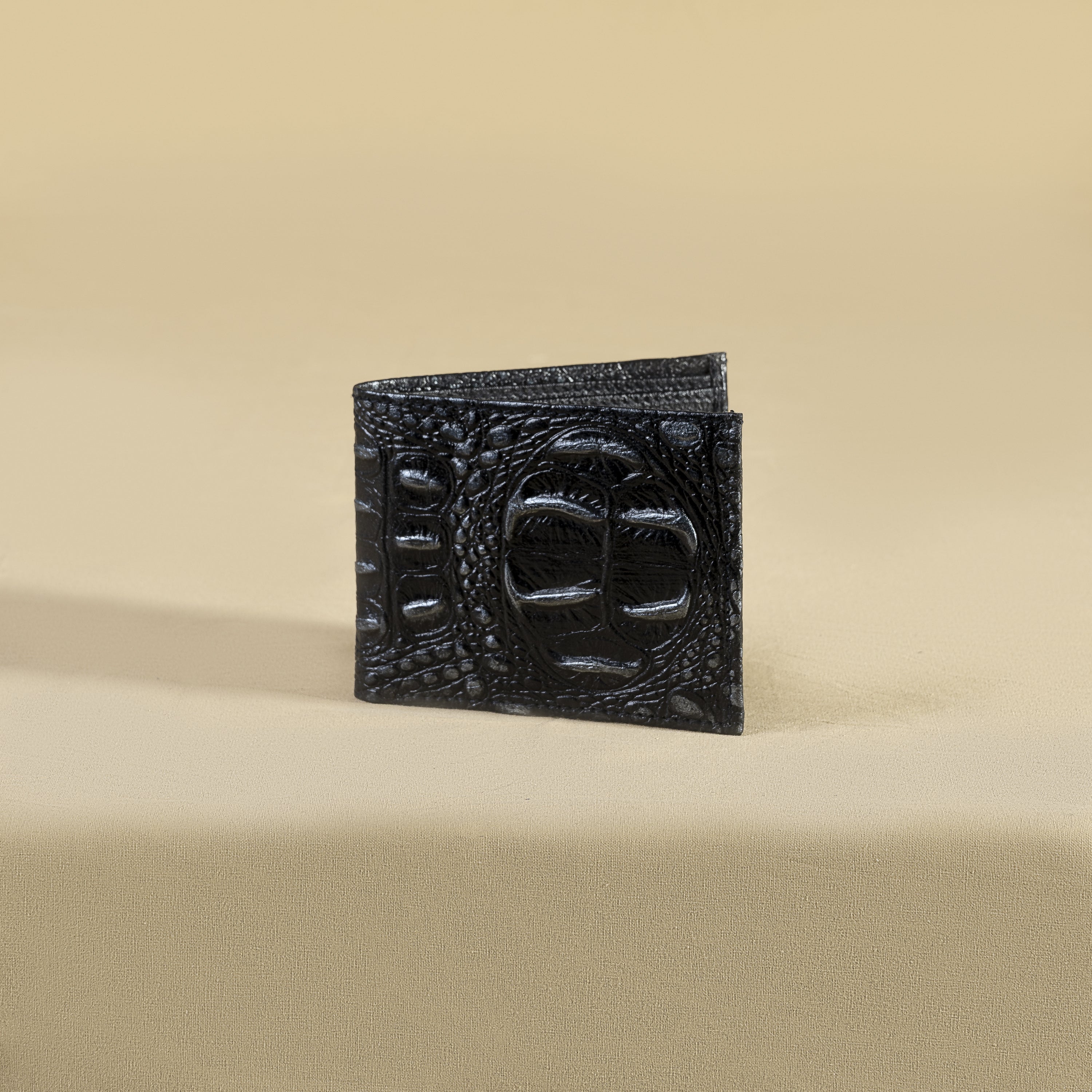 Black Metallic Croco Classic Wallet
