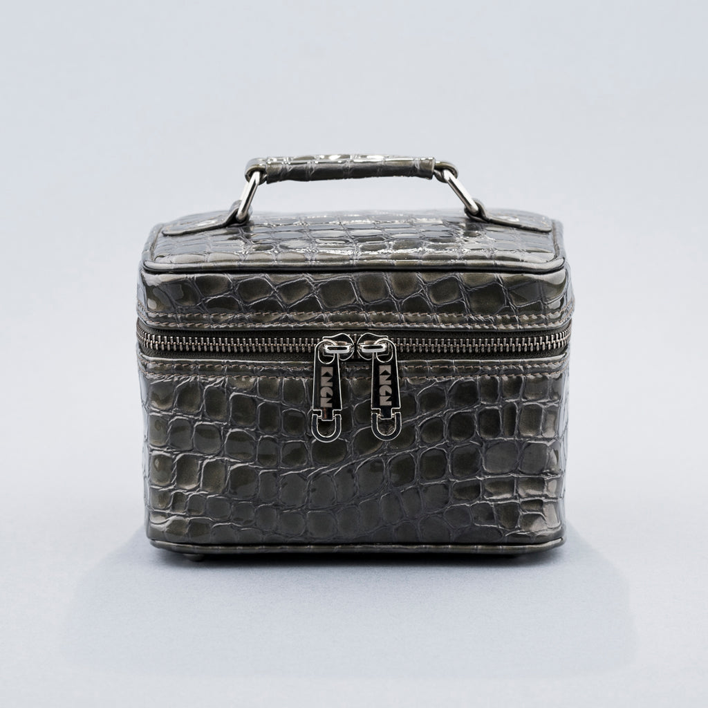 Mini Cube Crossbody Bag (Patent Grey)