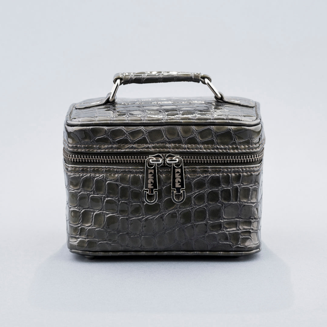 Mini Cube Crossbody Bag (Patent Grey)