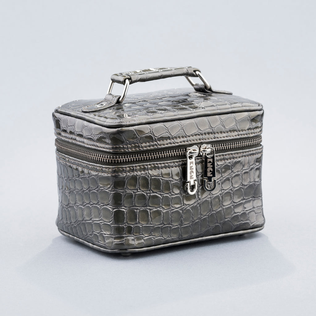 Mini Cube Crossbody Bag (Patent Grey)