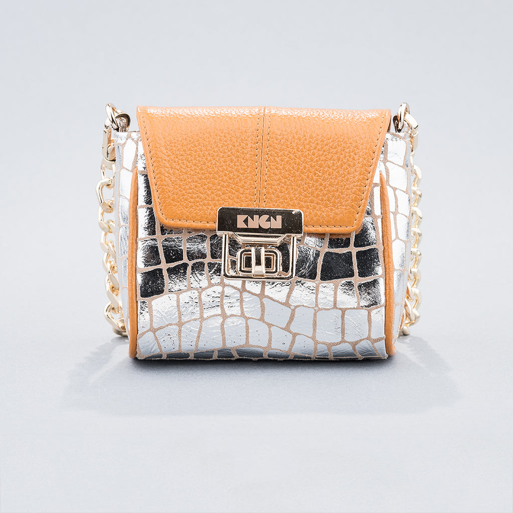 Mini Me Crossbody Bag (Mango and Silver)