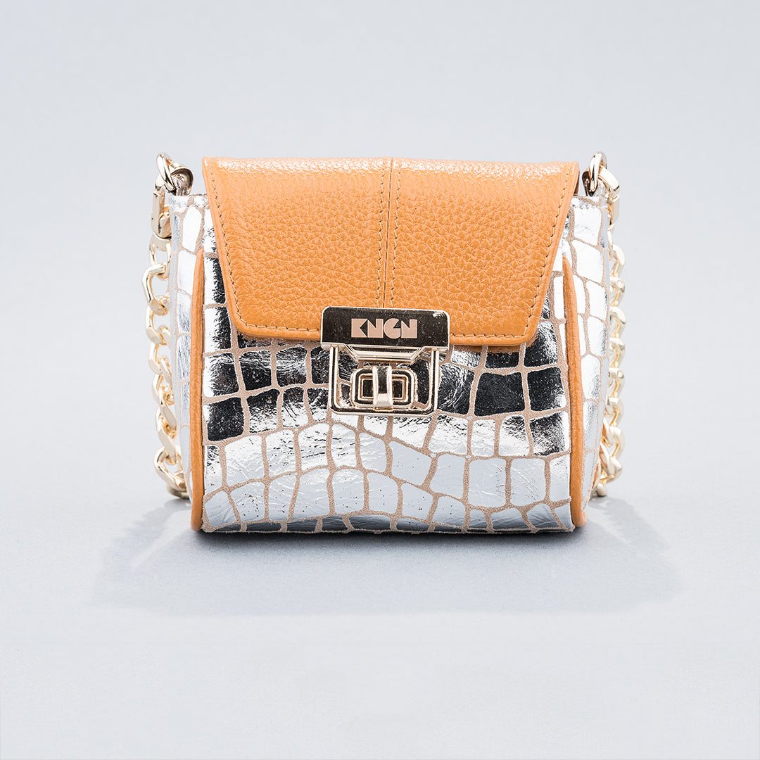 Mini Me Crossbody Bag (Mango and Silver)