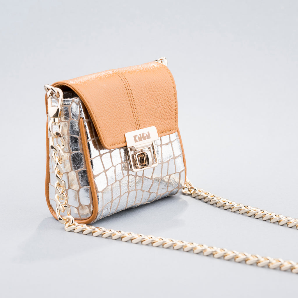 Mini Me Crossbody Bag (Mango and Silver)
