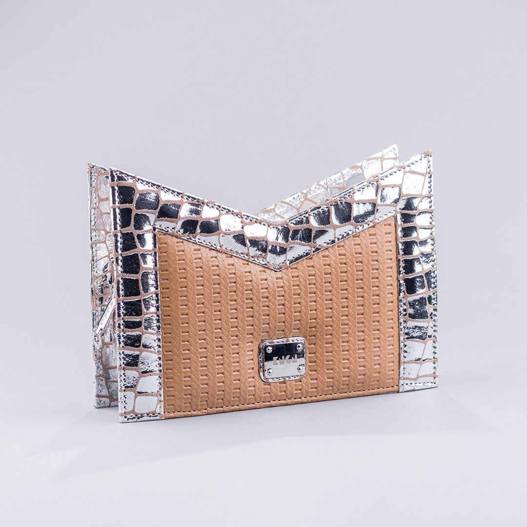 K Clutch ( Tan and Silver)