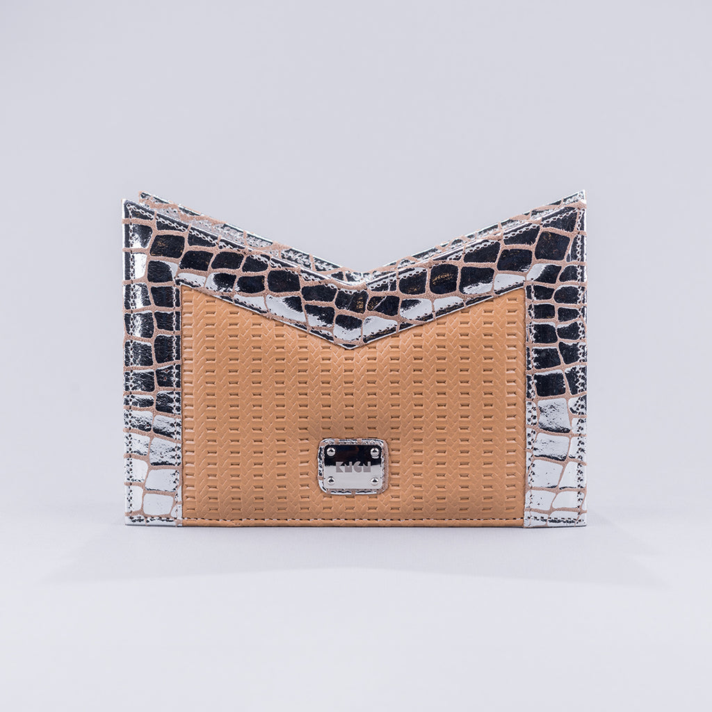 K Clutch ( Tan and Silver)