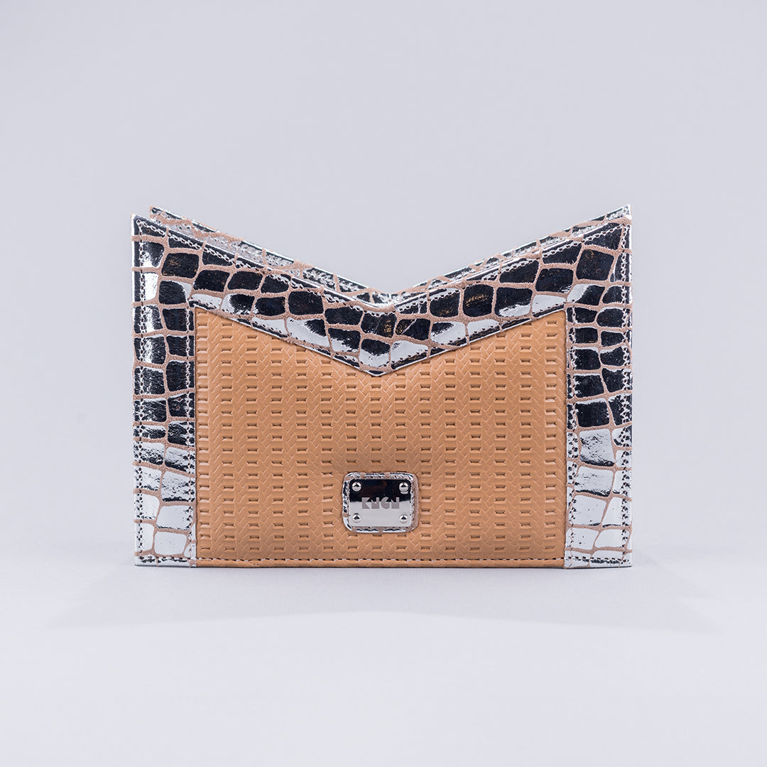 K Clutch ( Tan and Silver)