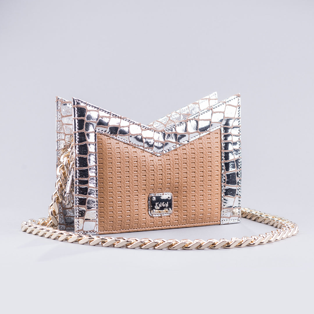 K Clutch ( Tan and Silver)