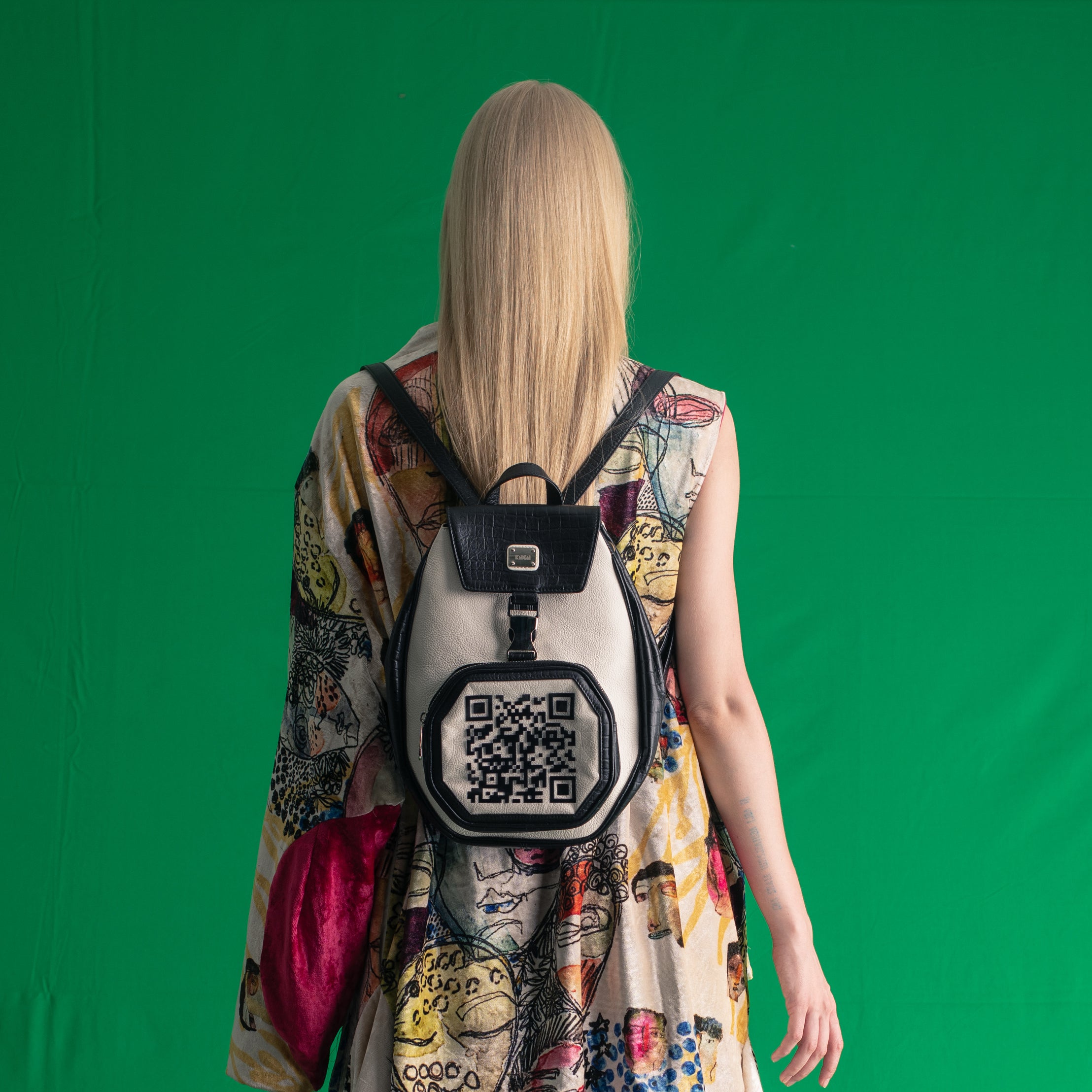 QR Code Backpack (Black and White)