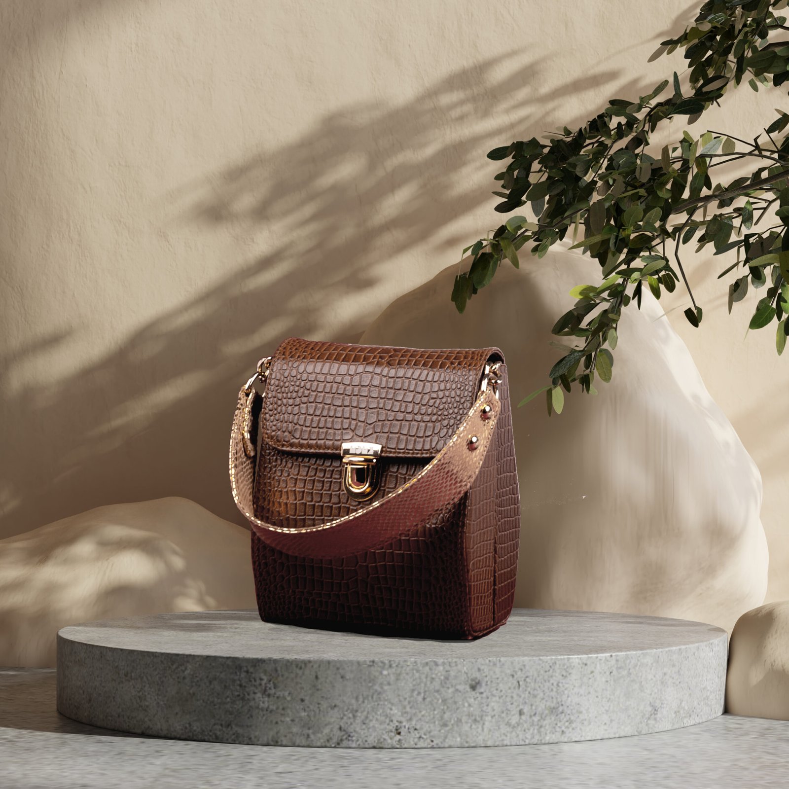 Mockup podium for product presentation,Cream color pastel backgr